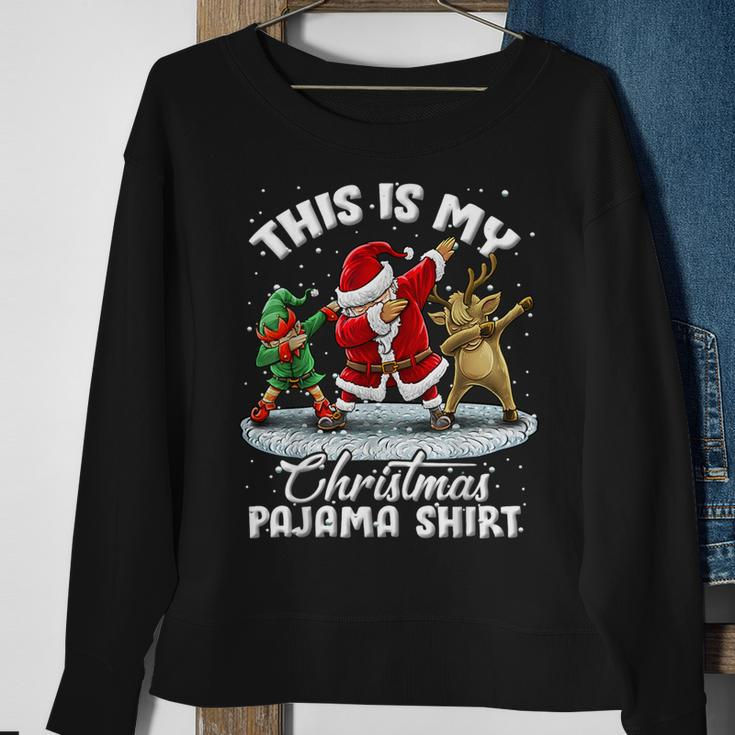 This Is My Christmas Pajama Dabbing Santa Elf Pajamas Sweatshirt Gifts for Old Women