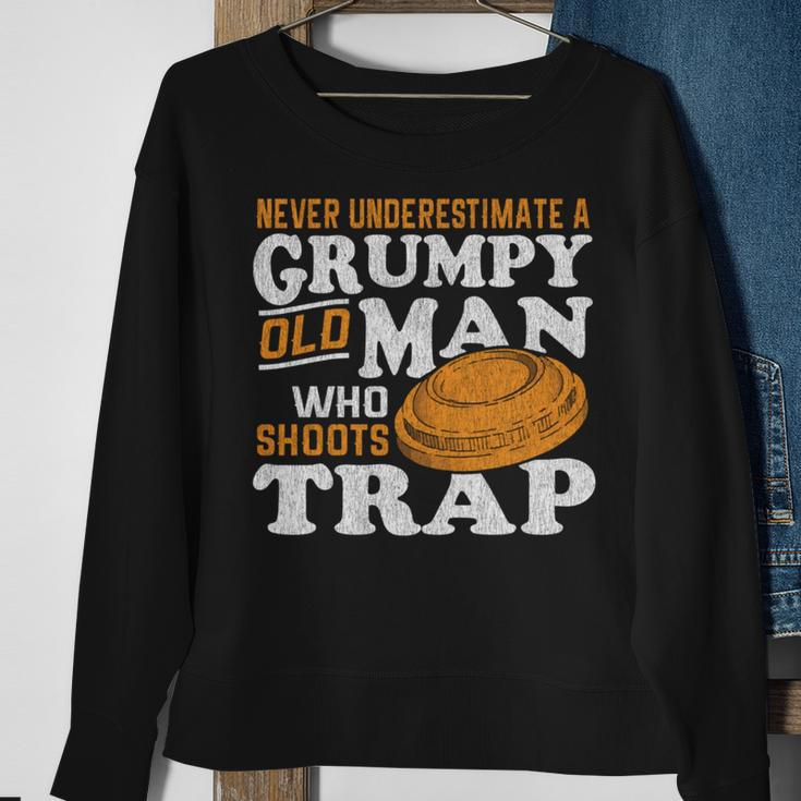 Clay Target Shooting Never Underestimate Grumpy Old Man Trap Sweatshirt Gifts for Old Women