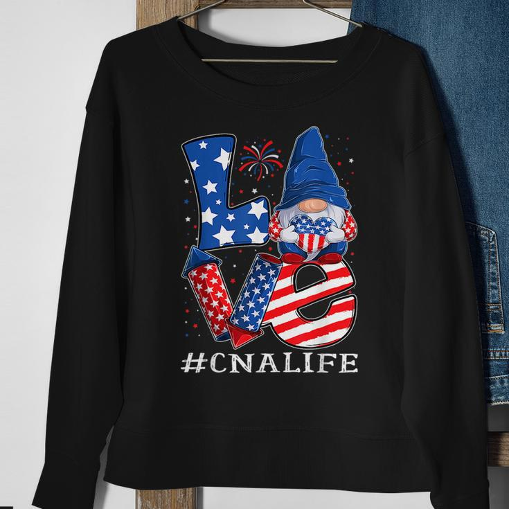 Cna Certified Nursing Assistant Love 4Th Of July Gnome Usa Sweatshirt Gifts for Old Women