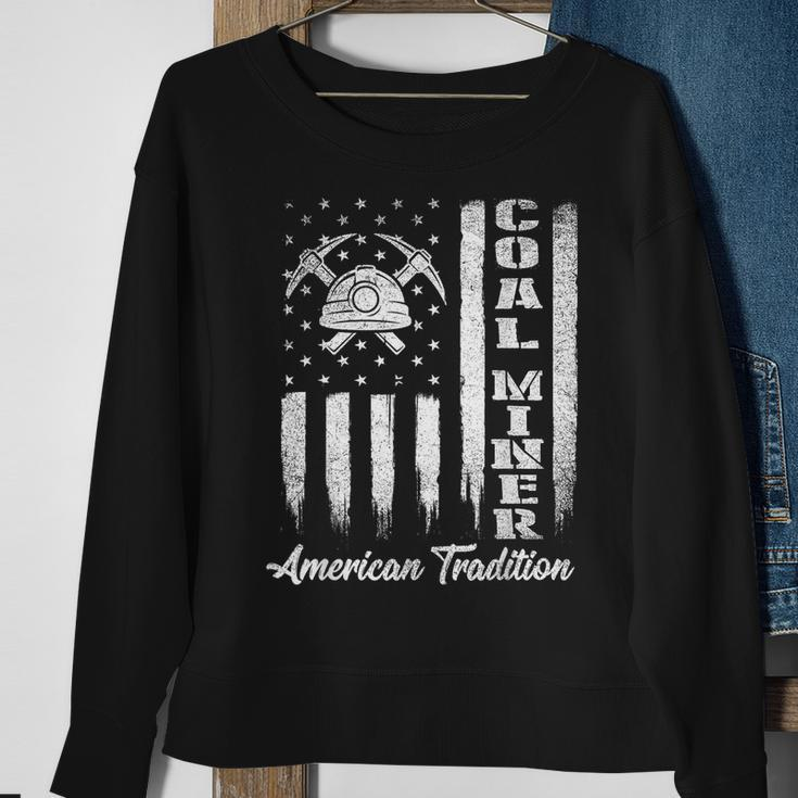 Coal Miner - Usa Flag Patriotic Underground Mining Laborer Sweatshirt Gifts for Old Women