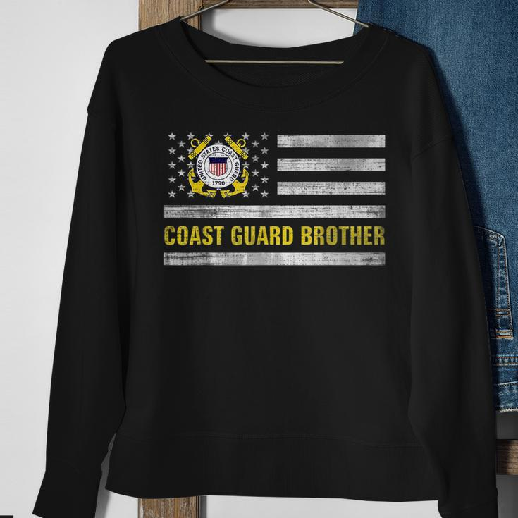 Coast Guard Brother With American Flag Gift For Veteran Day Veteran Funny Gifts Sweatshirt Gifts for Old Women