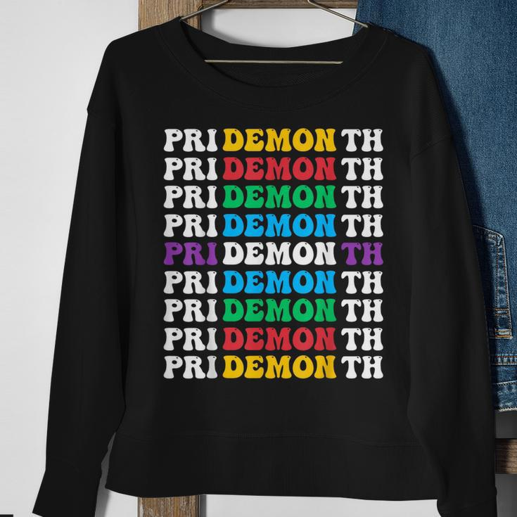 Colorful Gay Pride Lgbt June Month Pride Month Demon Sweatshirt Gifts for Old Women