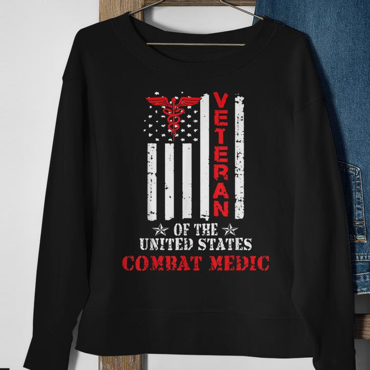 Combat Medic Veteran Patriotic American Flag Army Gift Sweatshirt Gifts for Old Women