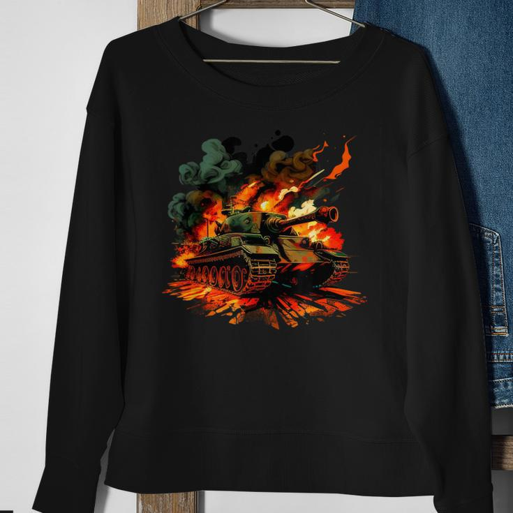 Cool Tank On Flames For Military Tank Lovers Sweatshirt Gifts for Old Women