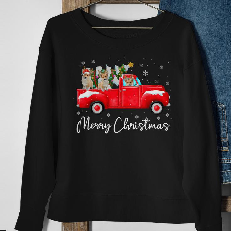 Corgi Red Truck Christmas Santa Hat Xmas Dog Lover Sweatshirt Gifts for Old Women