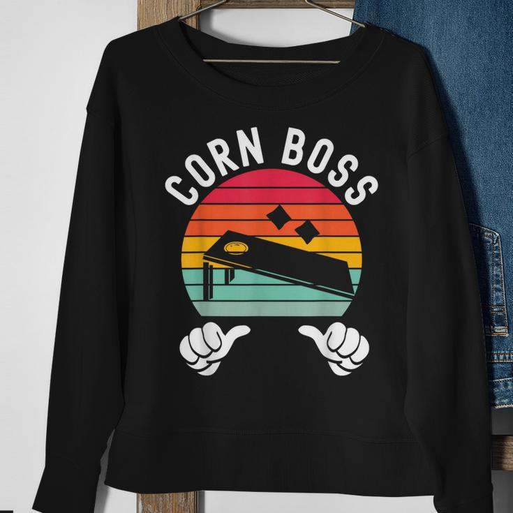 Corn Boss Bean Bag Player Funny Cornhole Sweatshirt Gifts for Old Women