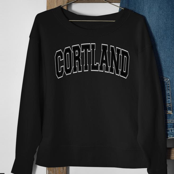Cortland Ny New York Varsity Style Red With Black Text Sweatshirt Gifts for Old Women