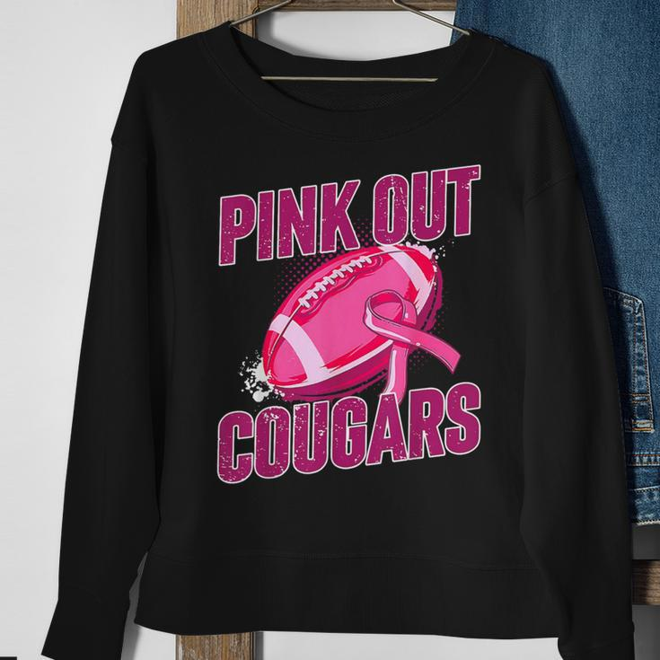 Cougars Pink Out Football Tackle Breast Cancer Sweatshirt Gifts for Old Women