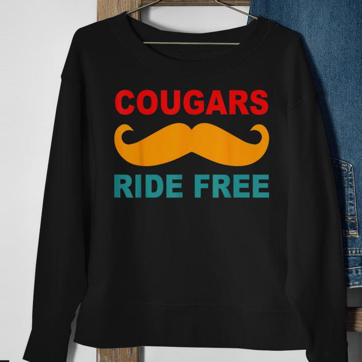 Cougars Ride Free Mustache Rides Cougar Bait Vintage Sweatshirt Gifts for Old Women