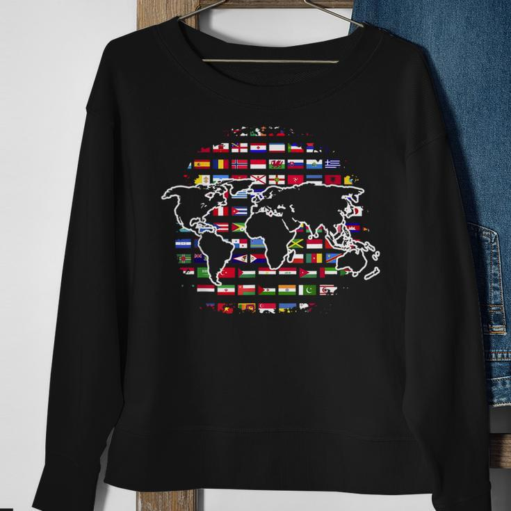 Country Flags World Map Traveling International World Flags Sweatshirt Gifts for Old Women