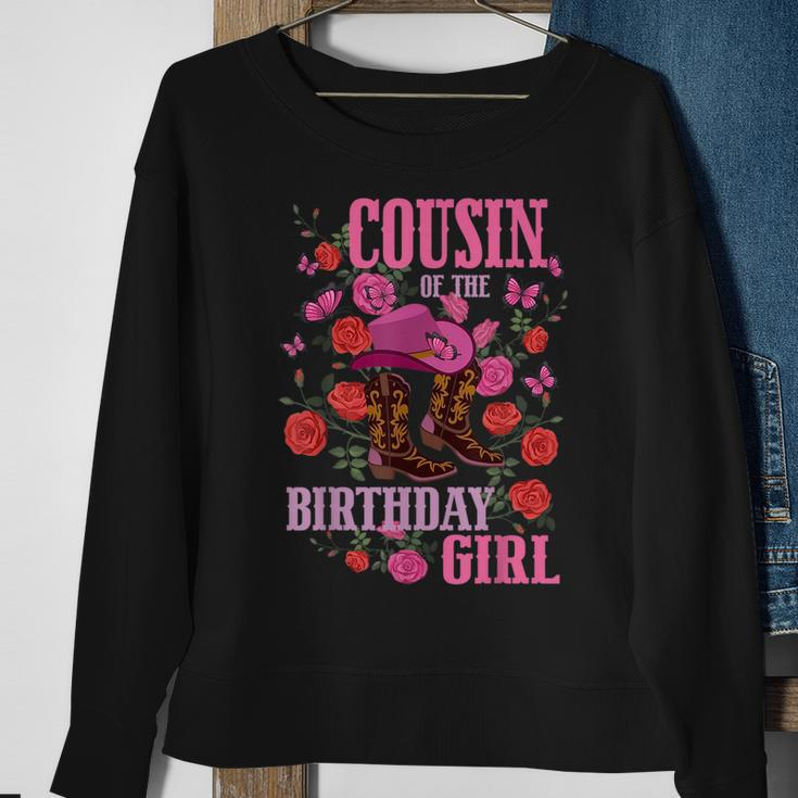 Cousin Of The Birthday Girl Cowgirl Boots Pink Matching Sweatshirt Gifts for Old Women