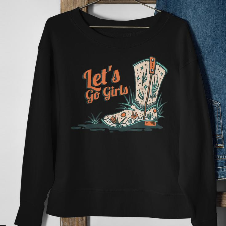 Cowgirl Boots Lets Go Girls Howdy Western Cowgirl Sweatshirt Gifts for Old Women