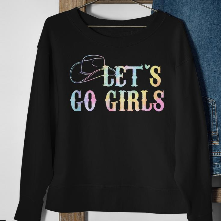 Cowgirls Bride Nashville Bachelorette Lets Go Girls Tie Dye Sweatshirt Gifts for Old Women