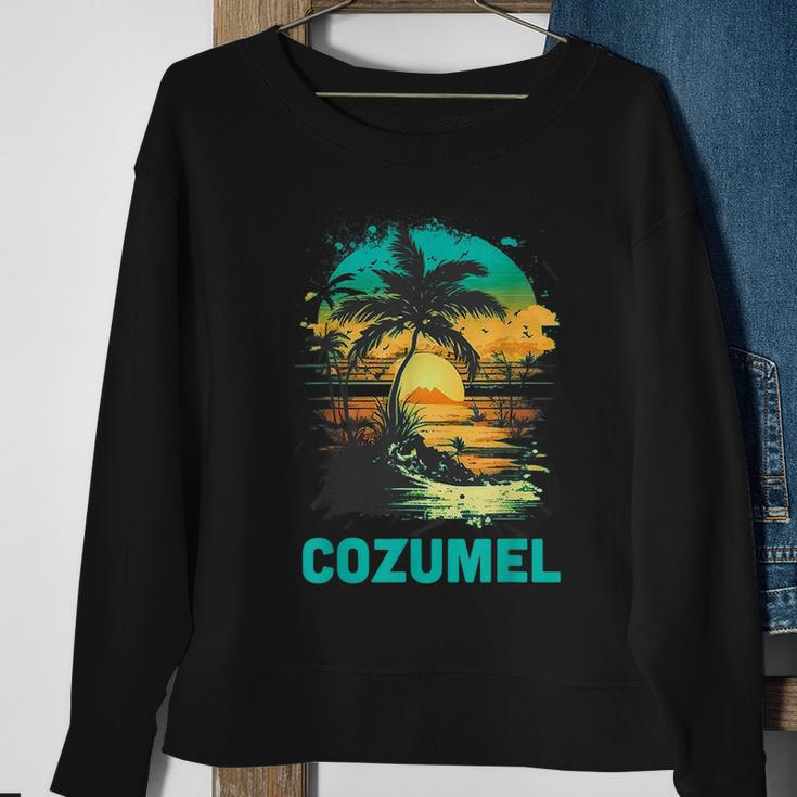 Cozumel Mexico Tropical Sunset Beach Souvenir Vacation Sweatshirt Gifts for Old Women