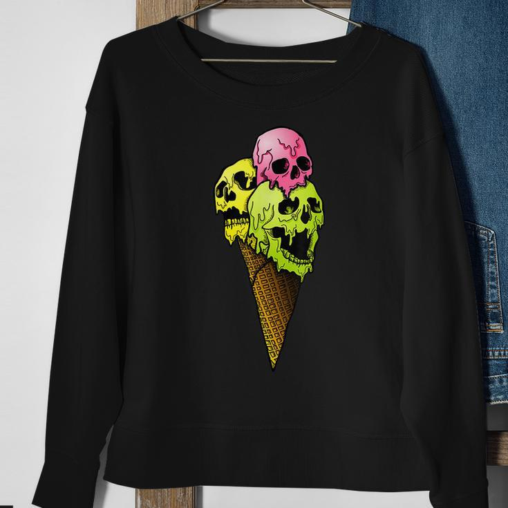 Creepy Skulls Icecream Horror Colorful Halloween Halloween Sweatshirt Gifts for Old Women