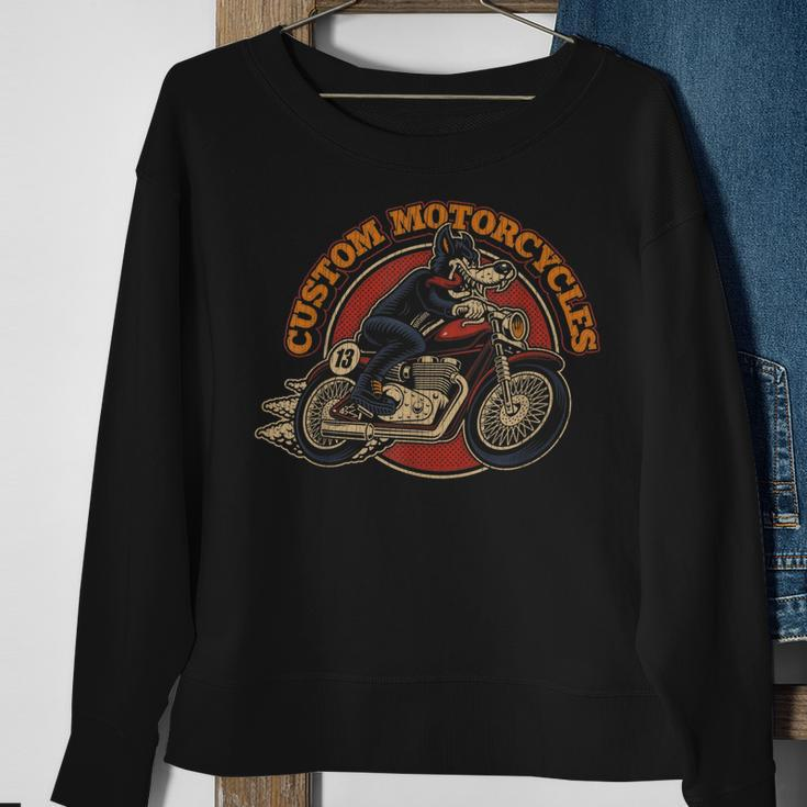 Custom Motorcycles Retro Biker Lowbrow Wolf Rockabilly 50S Sweatshirt Gifts for Old Women
