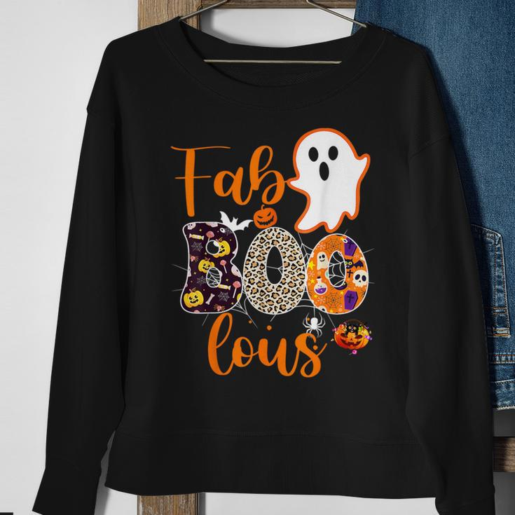 Cute Boo Ghost Halloween Fab Boo Lous Leopard Sweatshirt Gifts for Old Women