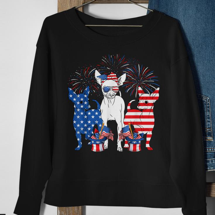 Cute Chihuahua Dogs American Flag Indepedence Day July 4Th Sweatshirt Gifts for Old Women