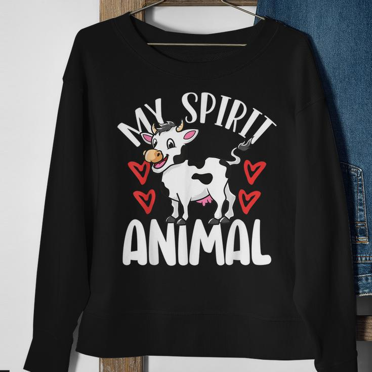 Cute Cows Are My Spirit Animal Colorful Cow Cattle Lover Sweatshirt Gifts for Old Women