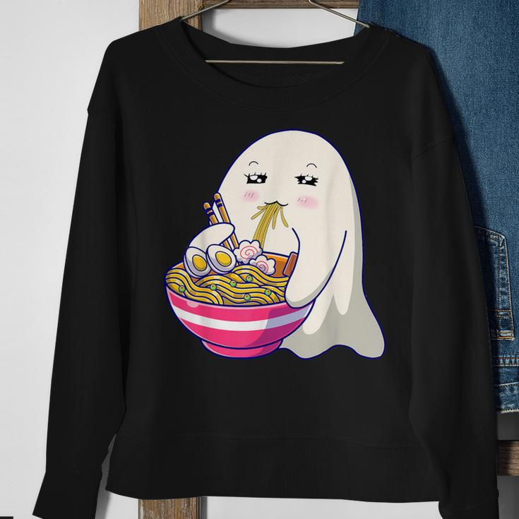 Cute Ghost Eat Ramen Kawaii Anime Halloween Noodles Japanese Sweatshirt Gifts for Old Women