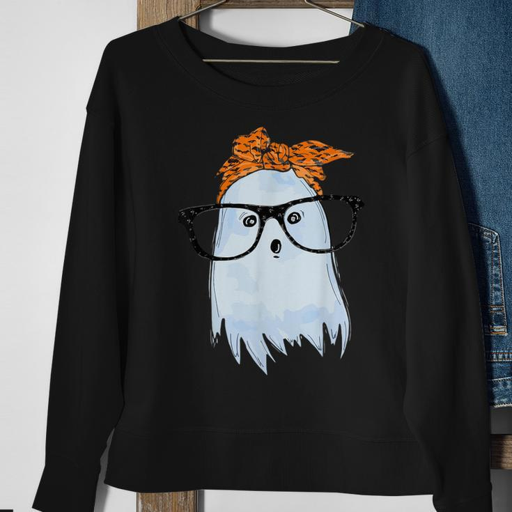 Cute Ghost With Glasses And Bandana Sweatshirt Gifts for Old Women