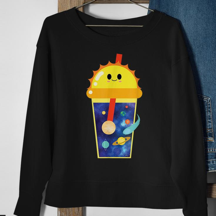 Cute Kawaii Bubble Milk Tea Boba Solar System Science Gift Sweatshirt Gifts for Old Women