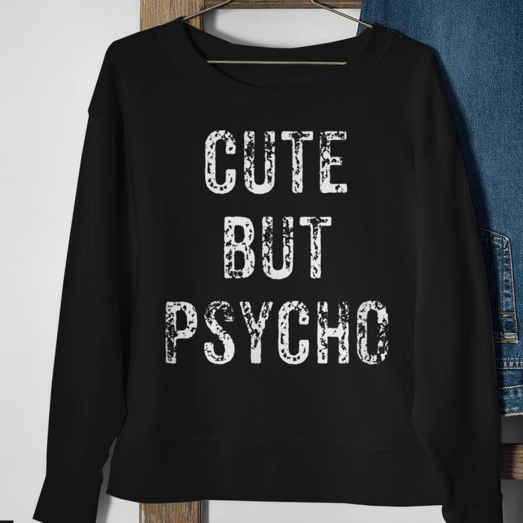Cute But Psycho Horror Goth Emo Punk Horror Sweatshirt Gifts for Old Women