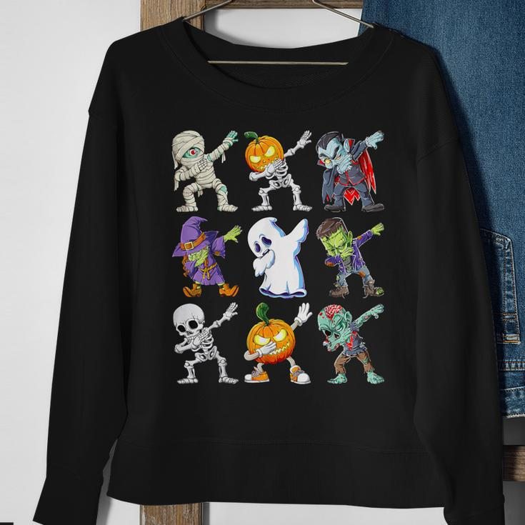 Dabbing Skeleton Pumpkin Ghost Halloween Humor Novelty Sweatshirt Gifts for Old Women