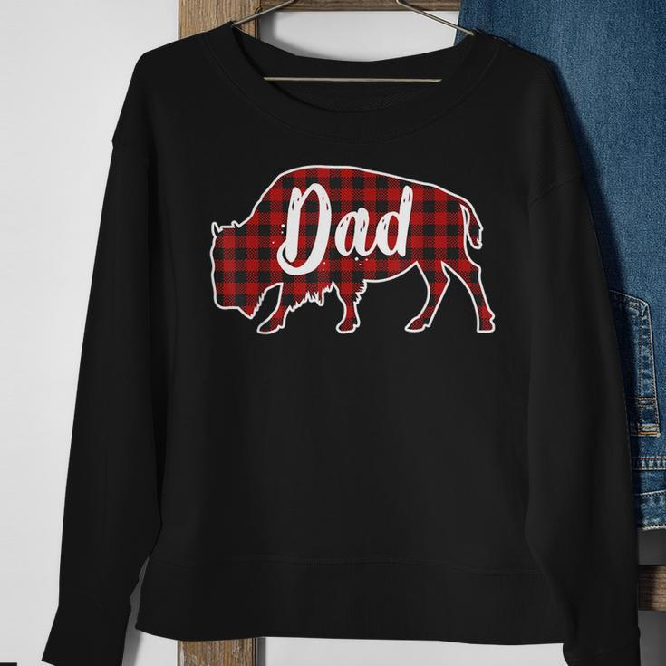 Dad Bison Buffalo Red Plaid Christmas Pajama Family Gift Sweatshirt Gifts for Old Women