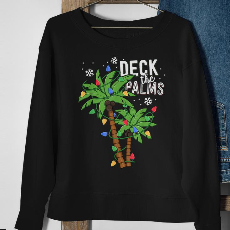 Deck The Palms Tropical Hawaii Christmas Palm Tree Lights Sweatshirt Gifts for Old Women