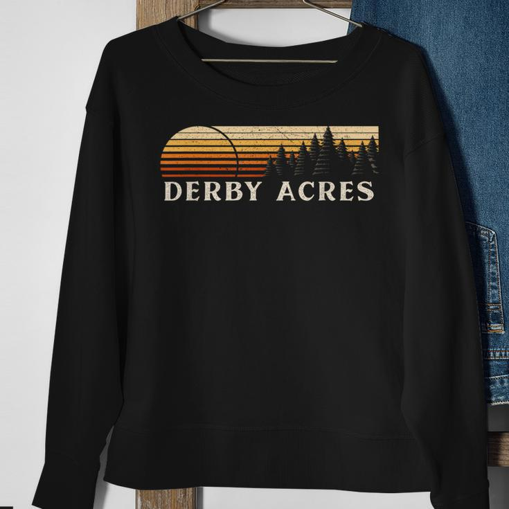Derby Acres Ca Vintage Evergreen Sunset Eighties Retro Sweatshirt Gifts for Old Women