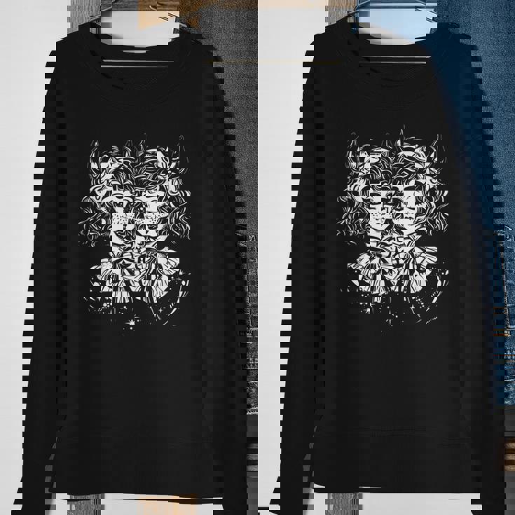 Devil Demon Twins Girl Goth Satanic Halloween Gothic Costume Halloween Funny Gifts Sweatshirt Gifts for Old Women