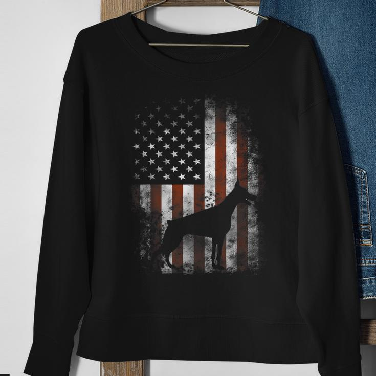 Doberman Pinscher American Flag Patriotic Sweatshirt Gifts for Old Women
