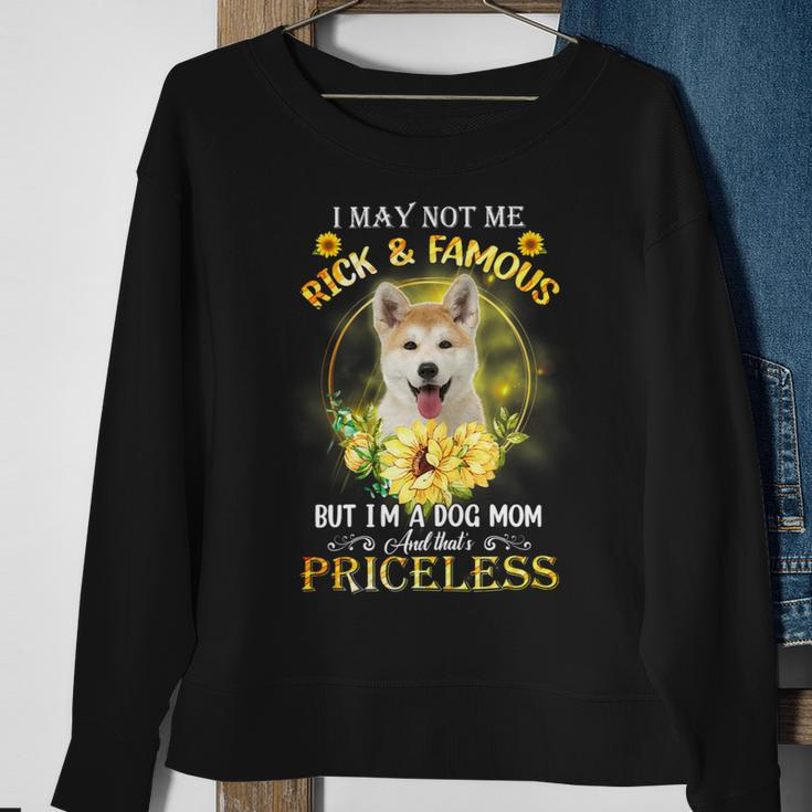 Dog Akita Womens Akita Inu I May Not Be Rich And Famous But Im A Dog Mom Sweatshirt Gifts for Old Women