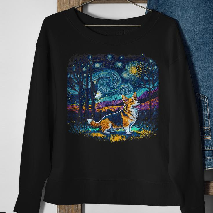 Dog Lovers Starry Night Corgi Sweatshirt Gifts for Old Women