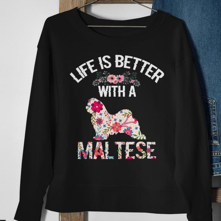 Dog Maltese Cute Funny Dog Gifts Ideas Life Is Better With A Maltese Sweatshirt Gifts for Old Women