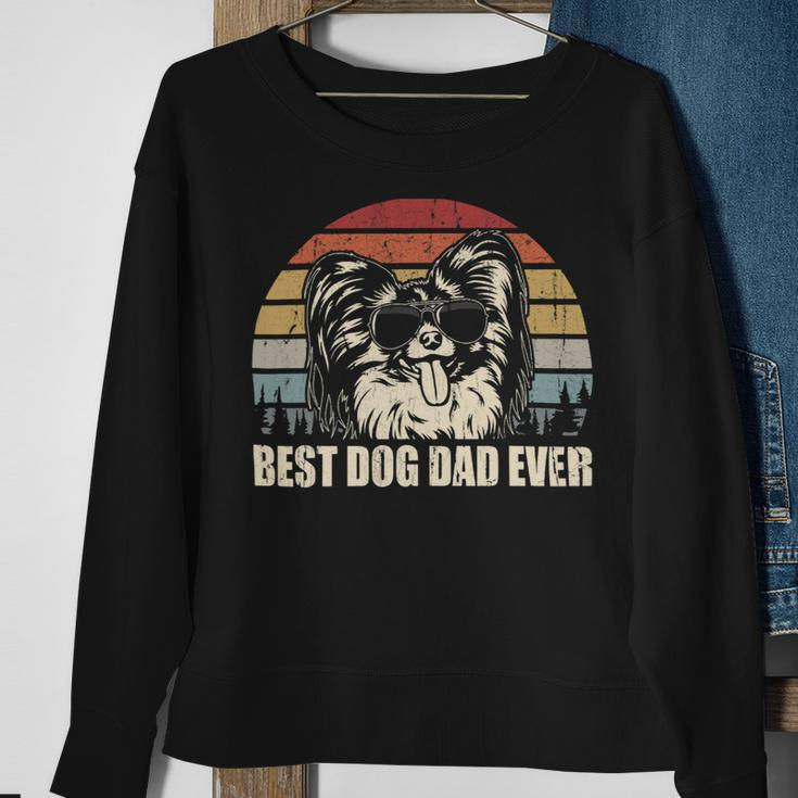 Dog Papillon Mens Papillon Dad Best Dog Dad Ever Funny Vintage Retro Sweatshirt Gifts for Old Women