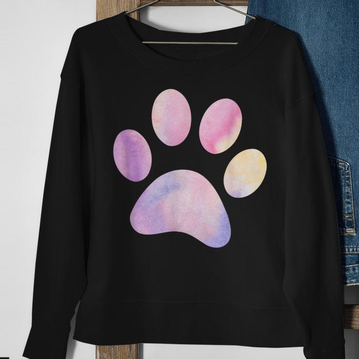 Dog Paw Colorful Print Dog Love Pet Paw Sweatshirt Gifts for Old Women