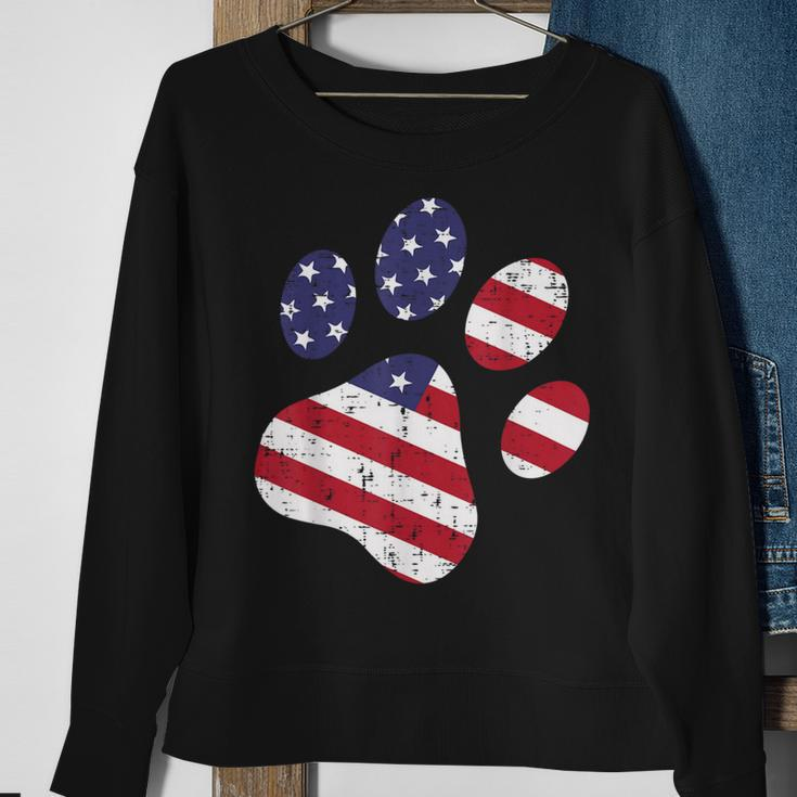 Dog Paw Print American Flag Usa Cute 4Th Of July Fourth Dogs Sweatshirt Gifts for Old Women