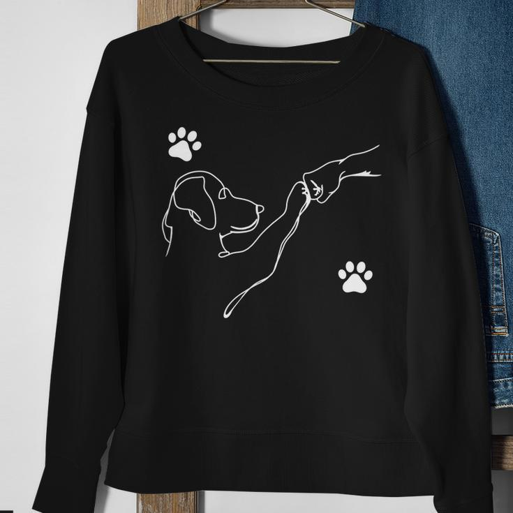 Dog And People Punch Hand Dog Friendship Fist Bump Dog's Paw Sweatshirt Gifts for Old Women
