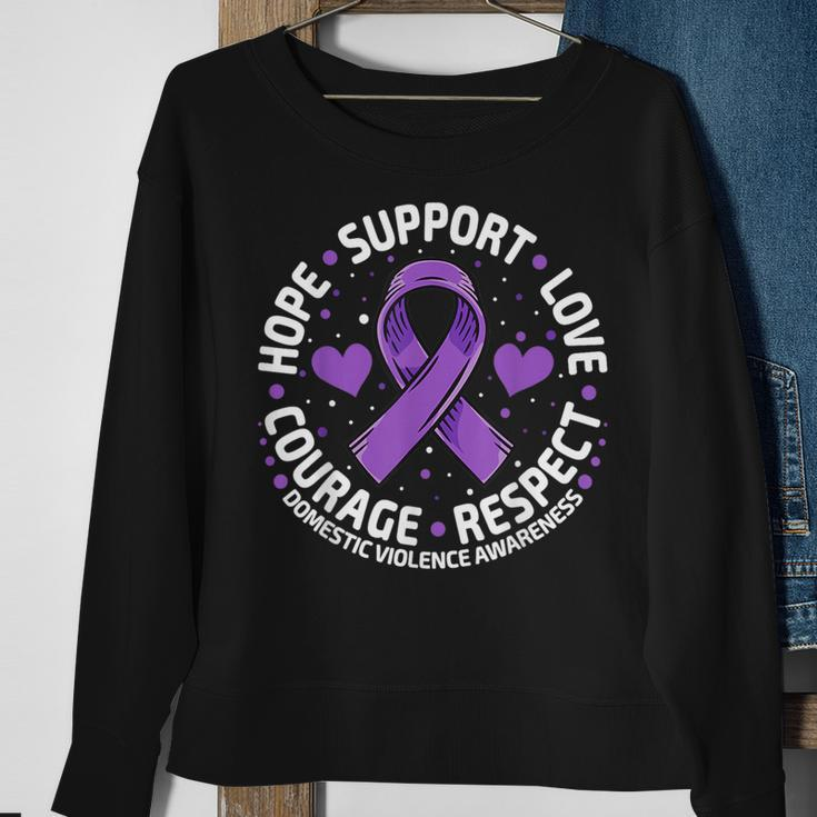 Domestic Violence Awareness Love Support Purple Ribbon Sweatshirt Gifts for Old Women
