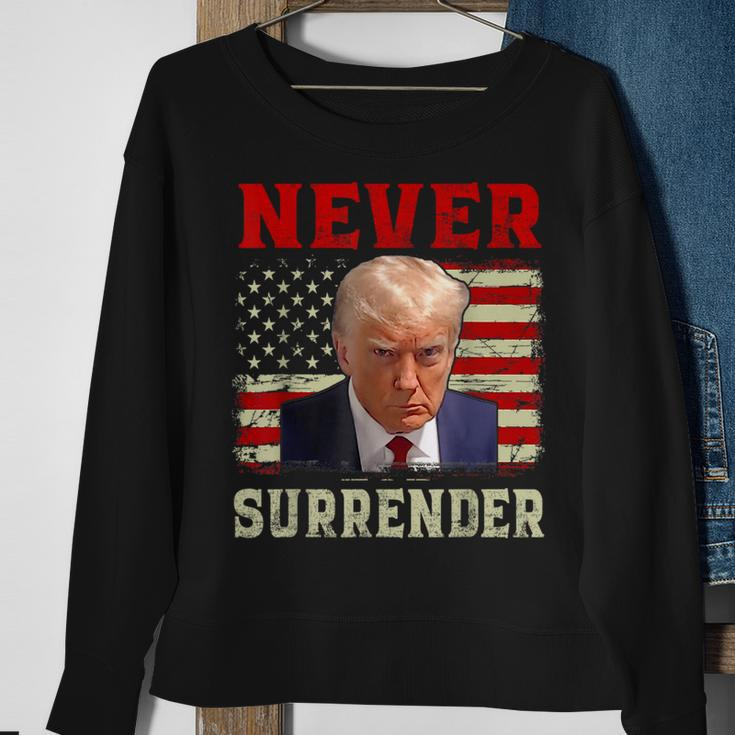 Donald Trump Never Surrender Shot August 24 2023 Sweatshirt Gifts for Old Women
