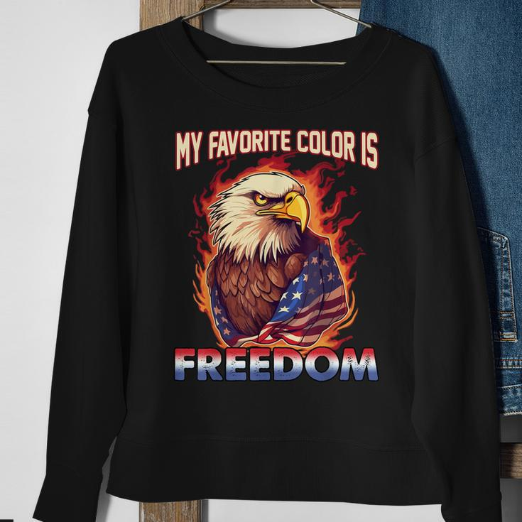 Eagle American Flag My Favorite Color Is Freedom Patriotic Sweatshirt Gifts for Old Women