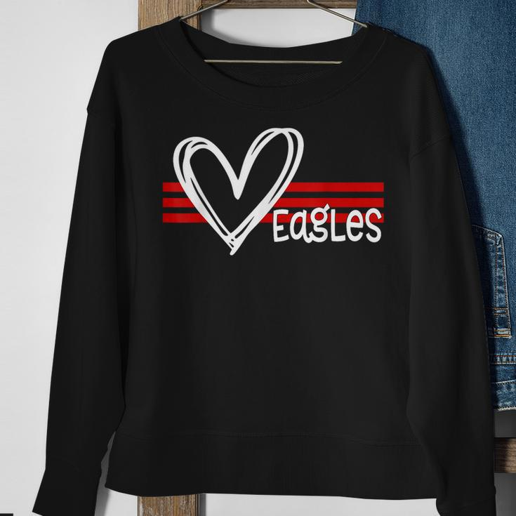 Eagles Pride Teams School Spirit Sports Red Heart Sweatshirt Gifts for Old Women