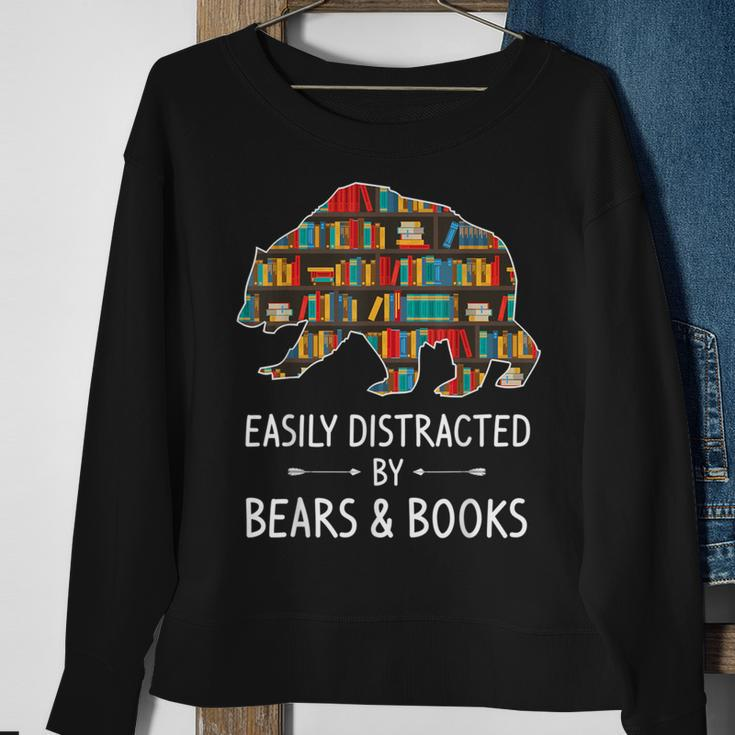 Easily Distracted By Bears & Books Lover Mammal Animal Sweatshirt Gifts for Old Women