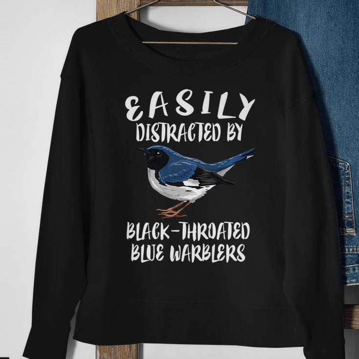 Easily Distracted By Black-Throated Warblers Birds Birding Sweatshirt Gifts for Old Women