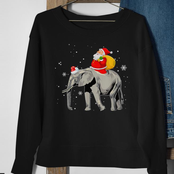Elephant Christmas Tree Light Hat Xmas Santa Riding Elephant Sweatshirt Gifts for Old Women