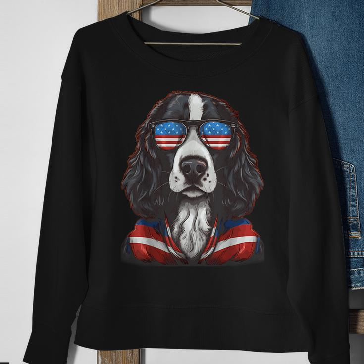 English Springer Spaniel American Flag Us 4Th July Gifts Sweatshirt Gifts for Old Women