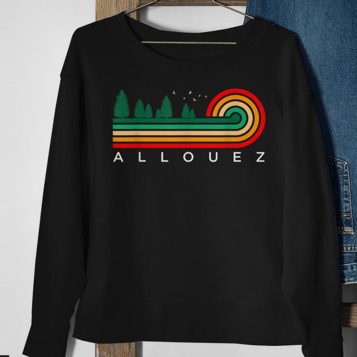 Evergreen Vintage Stripes Allouez Michigan Sweatshirt Gifts for Old Women
