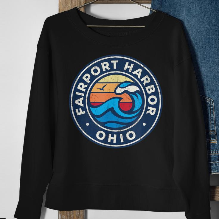 Fairport Harbor Ohio Oh Vintage Nautical Waves Sweatshirt Gifts for Old Women